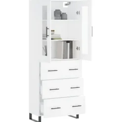 Armoires & Meubles De Rangement-vidaXL Buffet haut 69,5x34x180 cm Bois d'ingénierie Blanc