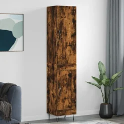 Armoires & Meubles De Rangement-vidaXL Buffet haut Chêne fumé 34,5x34x180 cm Bois d'ingénierie Ch&ecirc;ne fumé