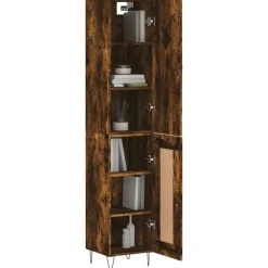 Armoires & Meubles De Rangement-vidaXL Buffet haut Chêne fumé 34,5x34x180 cm Bois d'ingénierie Ch&ecirc;ne fumé