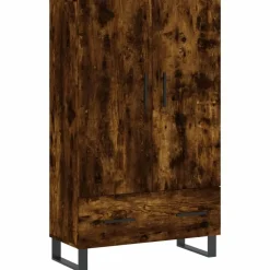 Armoires & Meubles De Rangement-vidaXL Buffet haut chêne fumé 69,5x31x115 cm bois d'ingénierie Ch&ecirc;ne fumé
