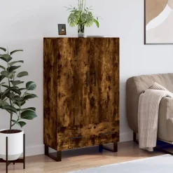 Armoires & Meubles De Rangement-vidaXL Buffet haut chêne fumé 69,5x31x115 cm bois d'ingénierie Ch&ecirc;ne fumé