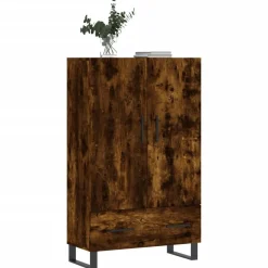 Armoires & Meubles De Rangement-vidaXL Buffet haut chêne fumé 69,5x31x115 cm bois d'ingénierie Ch&ecirc;ne fumé