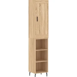 Armoires & Meubles De Rangement-vidaXL Buffet haut Chêne sonoma 34,5x34x180 cm Bois d'ingénierie Ch&ecirc;ne sonoma