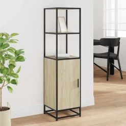 Armoires & Meubles De Rangement-vidaXL Buffet haut chêne sonoma 35,5x35x139 cm bois d'ingénierie métal Ch&ecirc;ne sonoma
