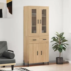 Armoires & Meubles De Rangement-vidaXL Buffet haut Chêne sonoma 69,5x34x180 cm Bois d'ingénierie Ch&ecirc;ne sonoma