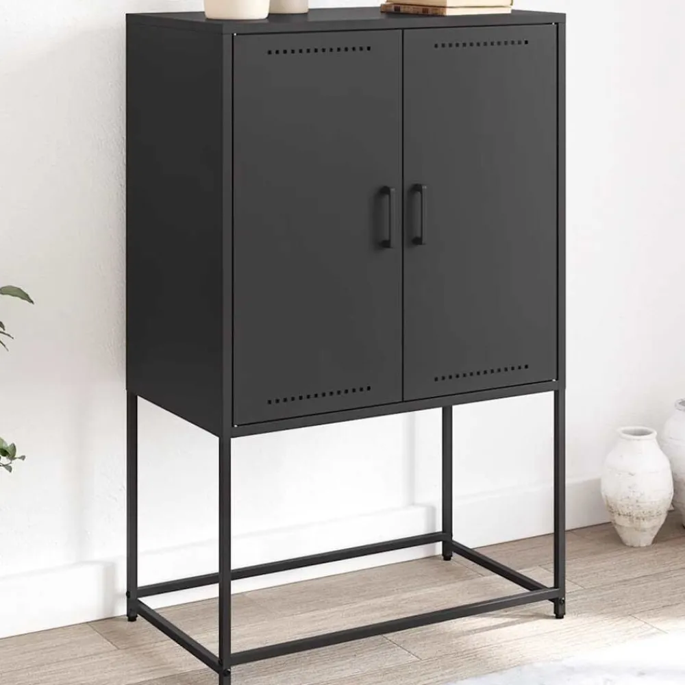 Armoires & Meubles De Rangement-vidaXL Buffet haut 68,5x38,5x107 cm acier Noir