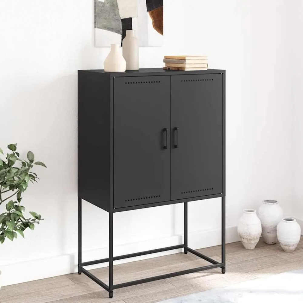 Armoires & Meubles De Rangement-vidaXL Buffet haut 68,5x38,5x107 cm acier Noir