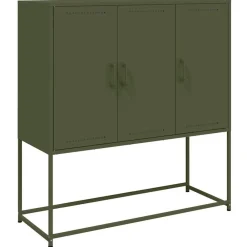 vidaXL Buffet haut olive 100,5x39x107 cm acier