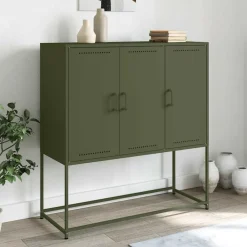 vidaXL Buffet haut olive 100,5x39x107 cm acier
