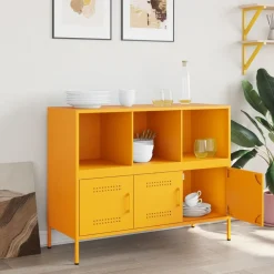 Armoires & Meubles De Rangement-vidaXL Buffet moutarde 100,5x39x79 cm acier Jaune