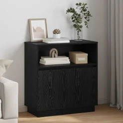 vidaXL Buffet LED Chêne noir 71 x 34,5 x 75 cm Bois d'ingénierie