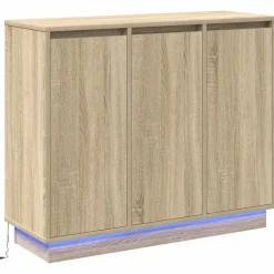 Tables-vidaXL Buffet LED Chêne Sonoma 90 x 32 x 75 cm Bois d'ingénierie Chêne sonoma