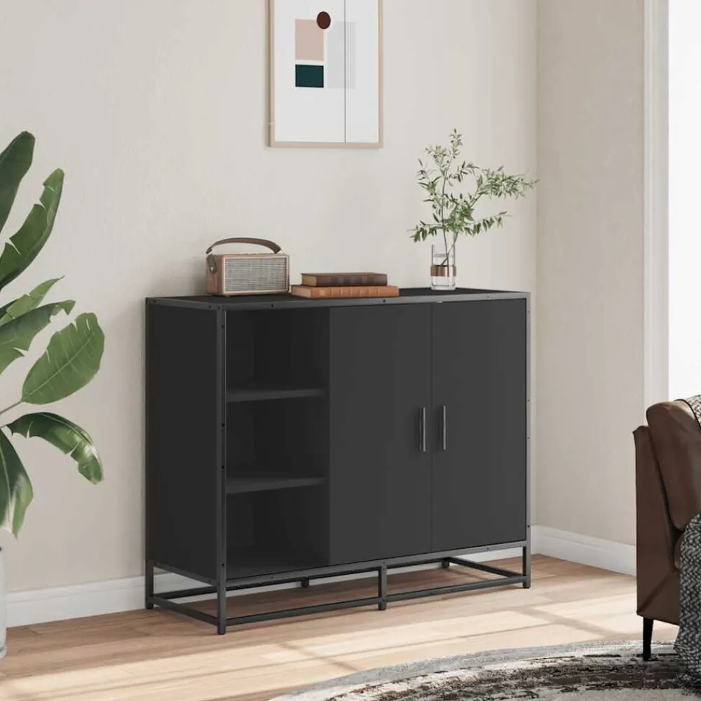 Armoires & Meubles De Rangement-vidaXL Buffet 92x35x76 cm bois d’ingénierie Noir