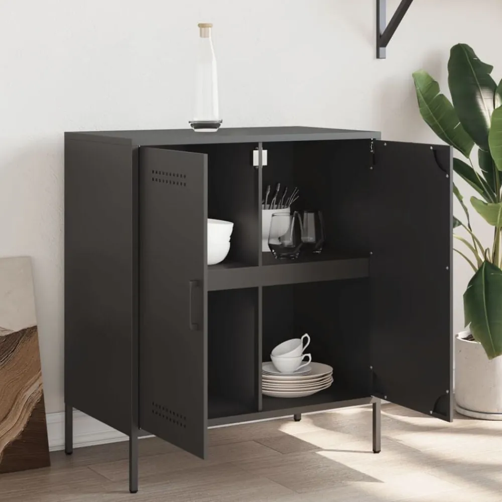 Armoires & Meubles De Rangement-vidaXL Buffet 68x39x79 cm acier Noir