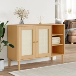 vidaXL Buffet SENJA aspect rotin 112x40x80cm bois massif de pin