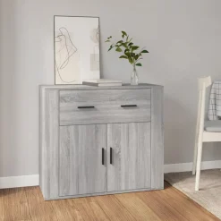 Armoires & Meubles De Rangement-vidaXL Buffet 80x33x70 cm Bois d'ingénierie Sonoma gris