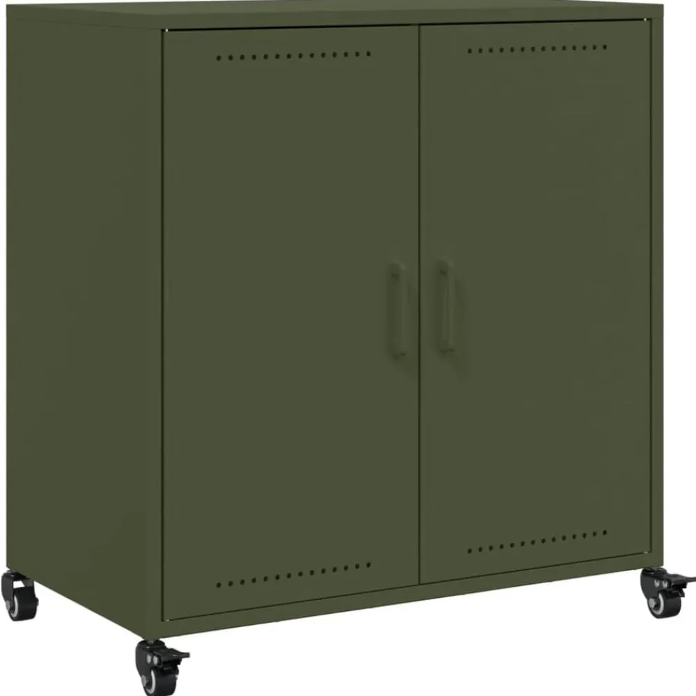 Armoires & Meubles De Rangement-vidaXL Buffet olive 68x39x72 cm acier Vert