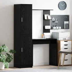 Meubles De Bureau-vidaXL Bureau 2 pcs Chêne noir Ch&ecirc;ne noir