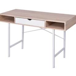 Meubles De Bureau-vidaXL Bureau avec 1 compartiment Chêne et blanc