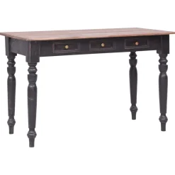 Meubles De Bureau-vidaXL Bureau avec 3 tiroirs 117x57x75 cm bois d'acajou massif vieux marron