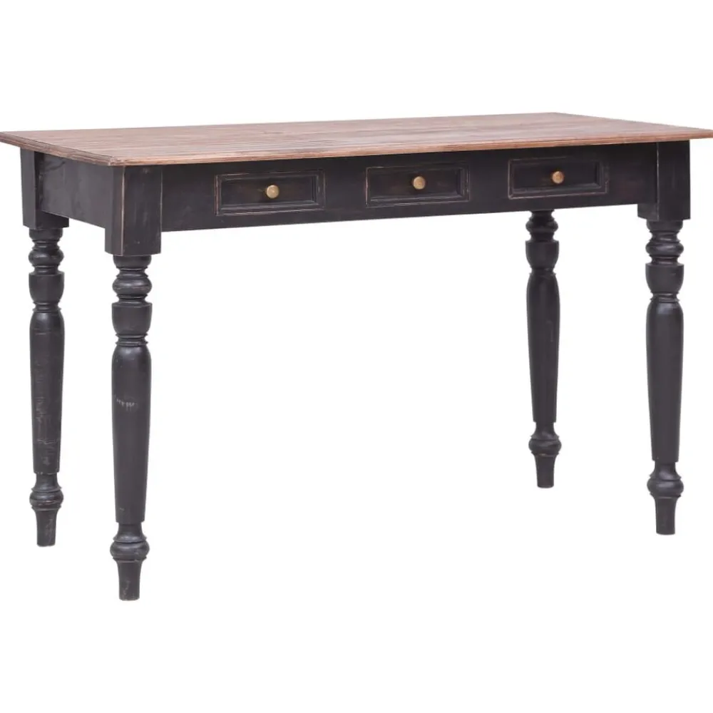Meubles De Bureau-vidaXL Bureau avec 3 tiroirs 117x57x75 cm bois d'acajou massif vieux marron