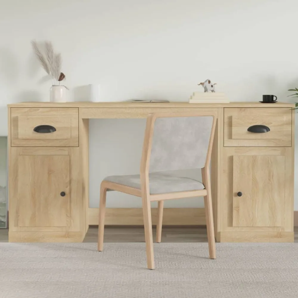Meubles De Bureau-vidaXL Bureau avec armoire chêne sonoma bois d'ingénierie Chêne sonoma