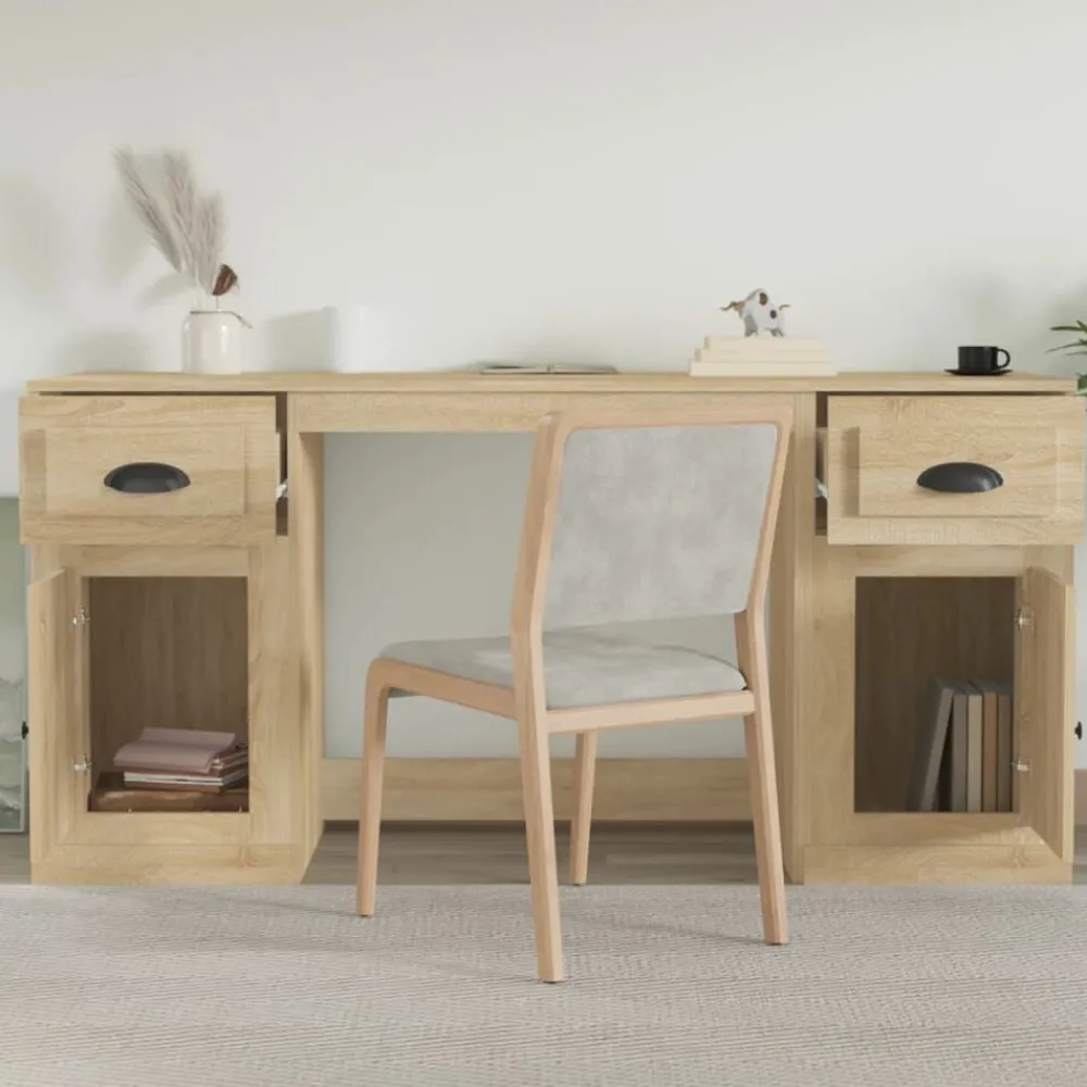 Meubles De Bureau-vidaXL Bureau avec armoire chêne sonoma bois d'ingénierie Chêne sonoma