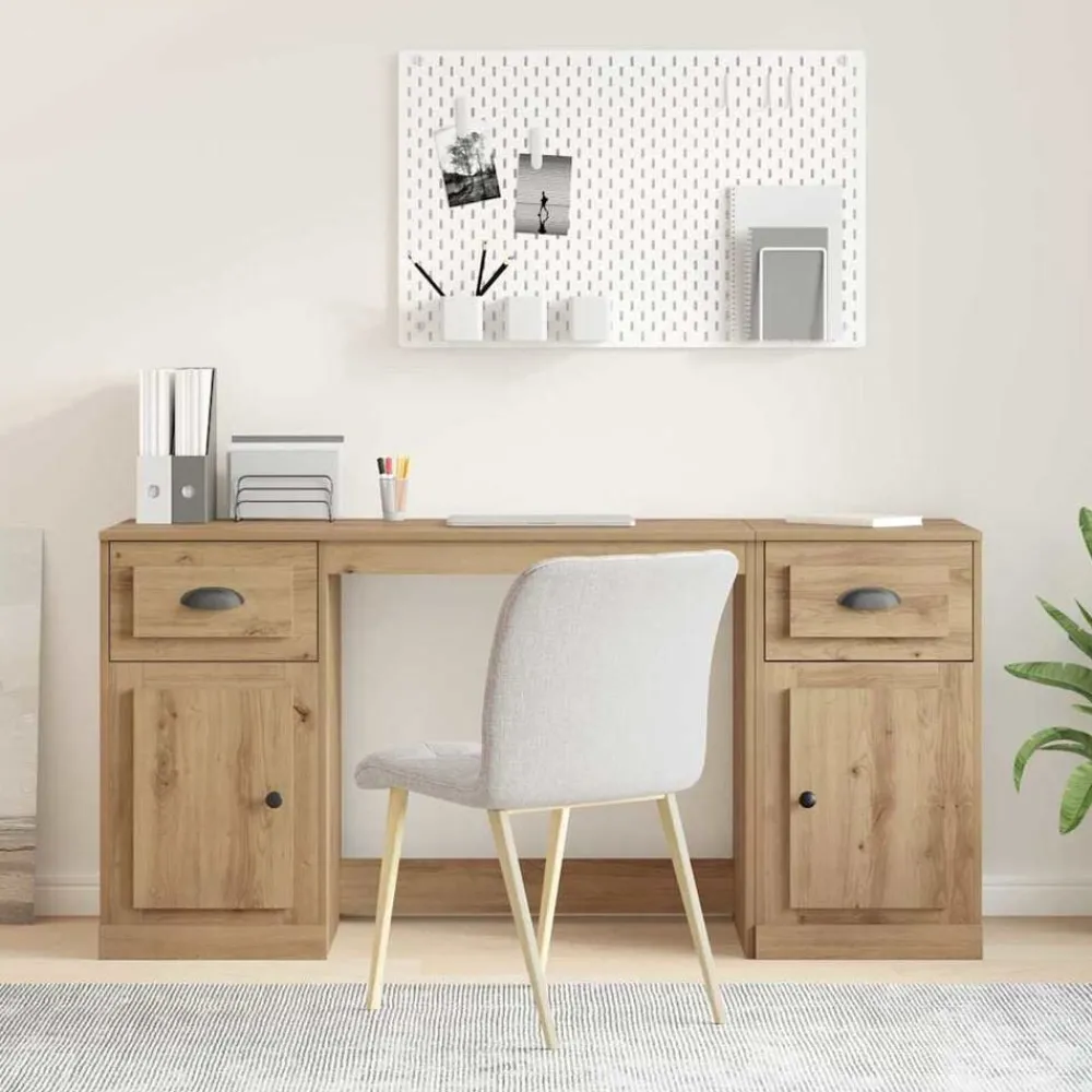 Meubles De Bureau-vidaXL Bureau avec armoire Chêne artisanal 154,5 x 50 x 75 cm chêne artisanal