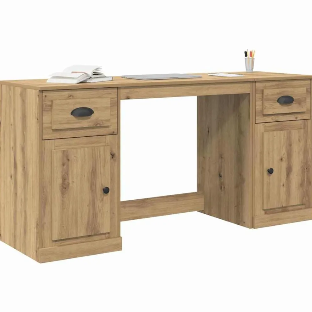 Meubles De Bureau-vidaXL Bureau avec armoire Chêne artisanal 154,5 x 50 x 75 cm chêne artisanal