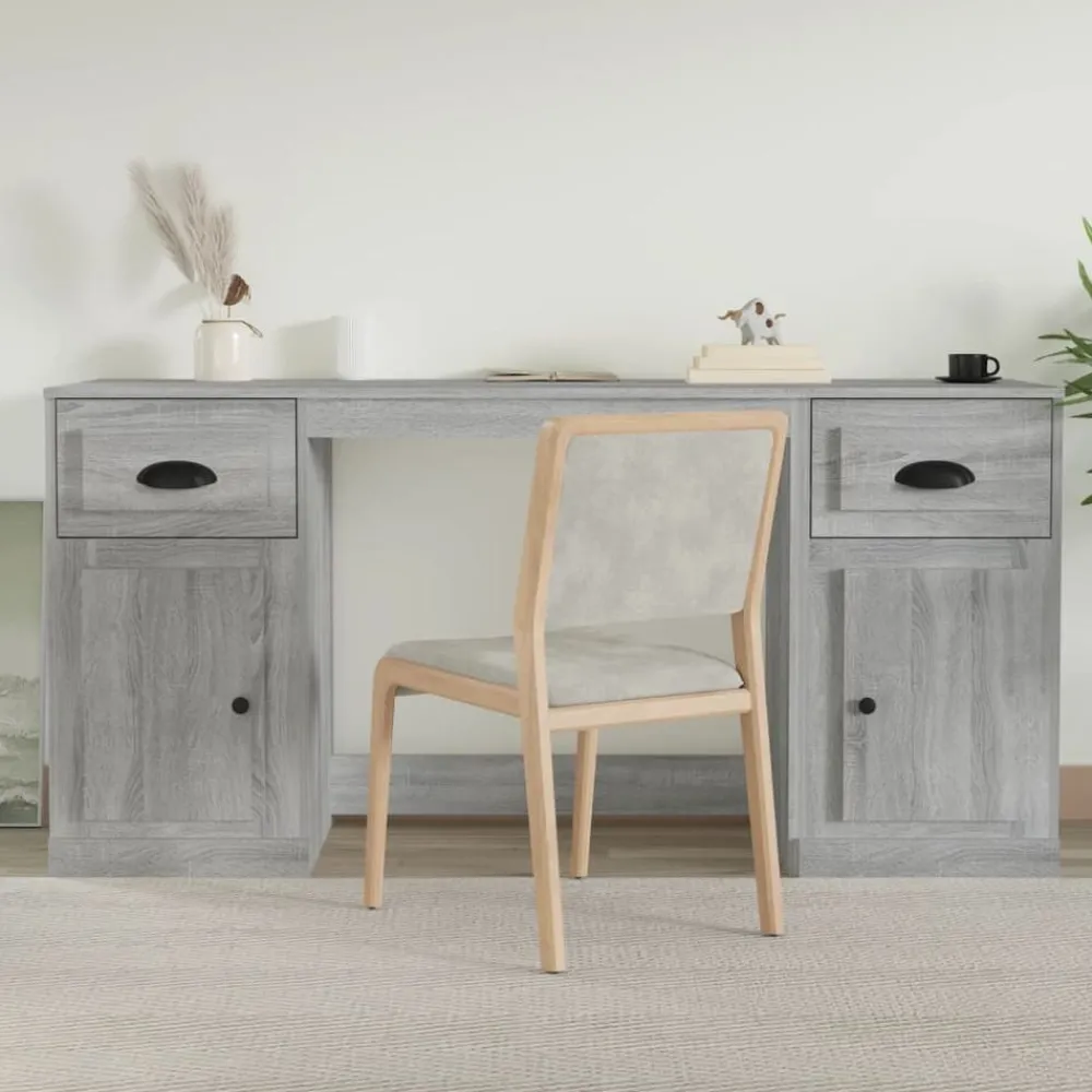 vidaXL Bureau avec armoire bois d'ingénierie