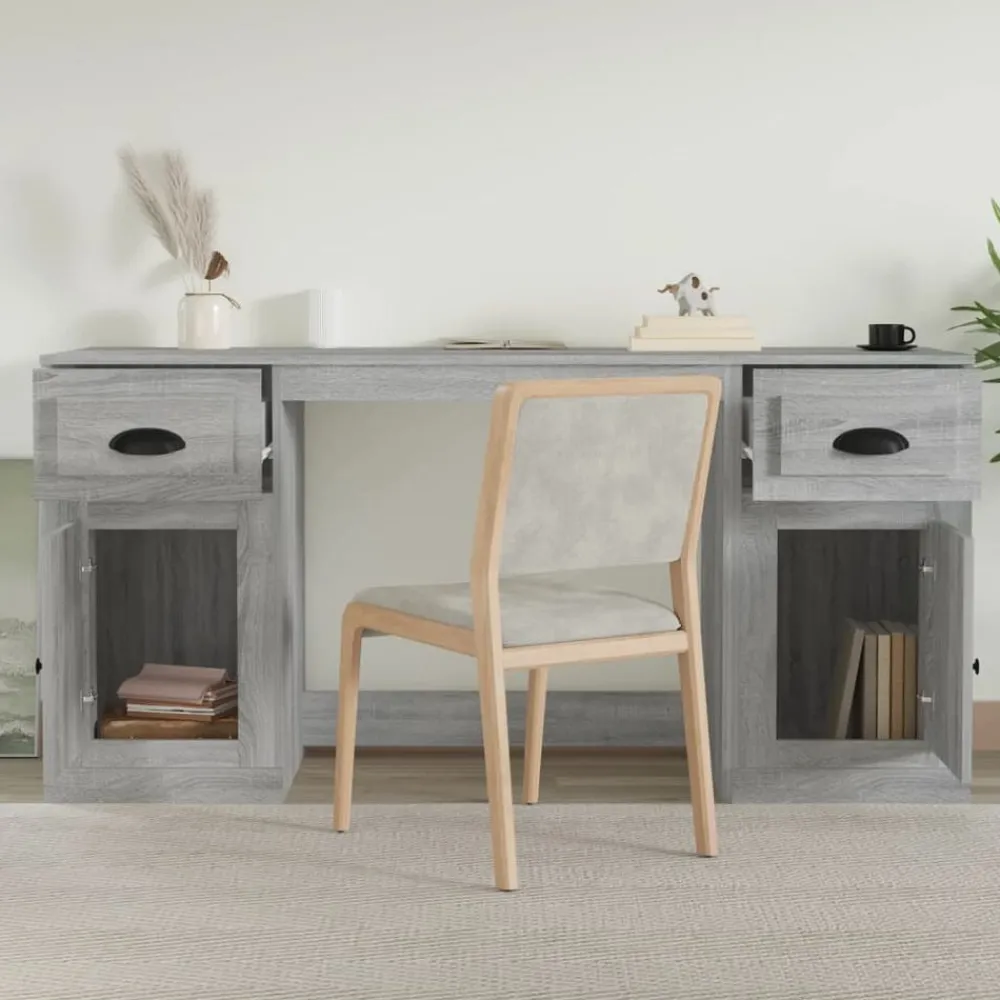 vidaXL Bureau avec armoire bois d'ingénierie