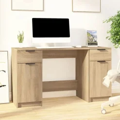Meubles De Bureau-vidaXL Bureau avec armoire latérale Chêne sonoma Bois d'ingénierie Ch&ecirc;ne sonoma