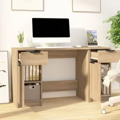 Meubles De Bureau-vidaXL Bureau avec armoire latérale Chêne sonoma Bois d'ingénierie Ch&ecirc;ne sonoma