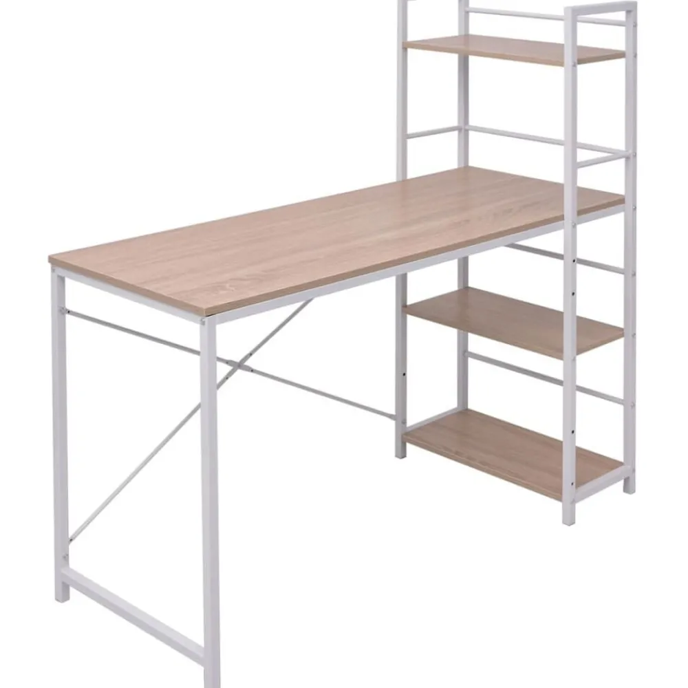 Meubles De Bureau-vidaXL Bureau avec bibliothèque à 4 niveaux chêne