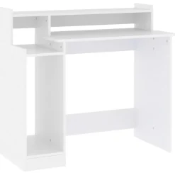 Meubles De Bureau-vidaXL Bureau avec lumières LED 97x45x90 cm Bois d'ingénierie Blanc