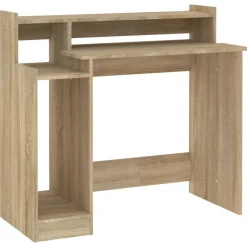 Meubles De Bureau-vidaXL Bureau avec lumières LED Chêne 97x45x90 cm Bois d'ingénierie Ch&ecirc;ne sonoma