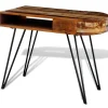 Meubles De Bureau-vidaXL Bureau avec pieds en fer Bois de récupération solide
