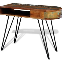 Meubles De Bureau-vidaXL Bureau avec pieds en fer Bois de récupération solide