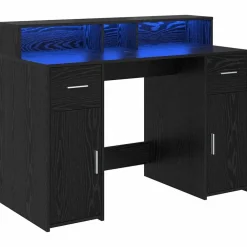 Meubles De Bureau-vidaXL Bureau avec porte Chêne noir 120 x 55 x 91 cm Bois d'ingénierie Ch&ecirc;ne noir