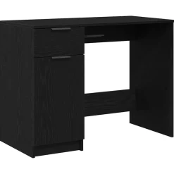 Meubles De Bureau-vidaXL Bureau avec porte Chêne noir 100 x 50 x 75 cm Bois d'ingénierie Ch&ecirc;ne noir