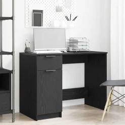 Meubles De Bureau-vidaXL Bureau avec porte Chêne noir 100 x 50 x 75 cm Bois d'ingénierie Ch&ecirc;ne noir