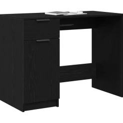 Meubles De Bureau-vidaXL Bureau avec porte Chêne noir 100 x 50 x 75 cm Bois d'ingénierie Ch&ecirc;ne noir