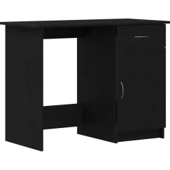 Meubles De Bureau-vidaXL Bureau avec porte Chêne noir 100 x 50 x 76 cm Bois d'ingénierie Ch&ecirc;ne noir