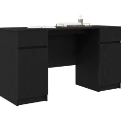 Meubles De Bureau-vidaXL Bureau avec porte Chêne noir 140 x 49 x 76 cm Bois d'ingénierie Ch&ecirc;ne noir