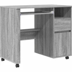 Meubles De Bureau-vidaXL Bureau avec roues Gris Sonoma 91 x 50 x 77 cm Bois d'ingénierie Sonoma gris