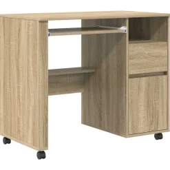 Meubles De Bureau-vidaXL Bureau avec roues avec tiroir Chêne Sonoma 91 x 50 x 77 cm Ch&ecirc;ne sonoma