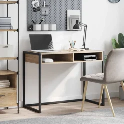 Meubles De Bureau-vidaXL Bureau avec stockage Sonoma 100 x 50 x 75 cm Bois d'ingénierie Ch&ecirc;ne sonoma