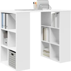 Meubles De Bureau-vidaXL Bureau avec étagère 90 x 50 x 75 cm Bois d'ingénierie Blanc