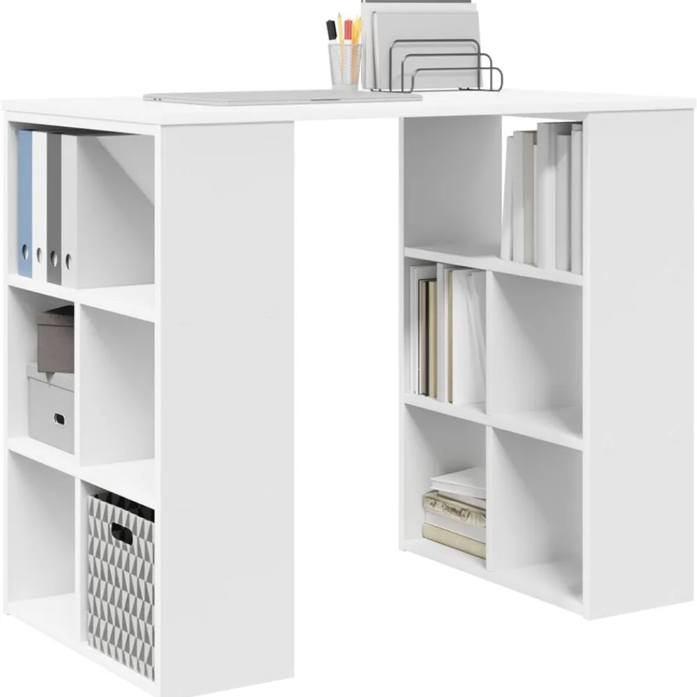 Meubles De Bureau-vidaXL Bureau avec étagère 90 x 50 x 75 cm Bois d'ingénierie Blanc