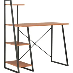 Meubles De Bureau-vidaXL Bureau avec étagère 102x50x117 cm Noir et marron